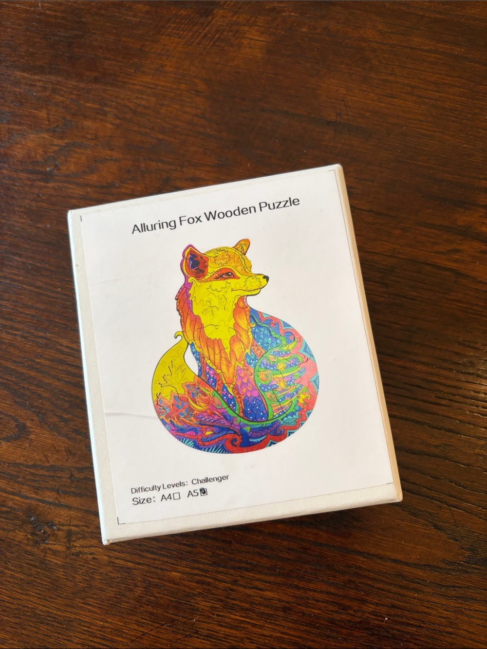 Small wooden-piece jigsaw puzzle, colorful fox